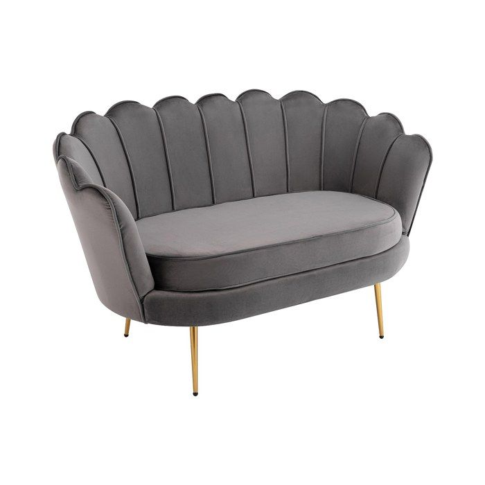 Canapé 2 places coquillage en velours anthracite DANDELION
