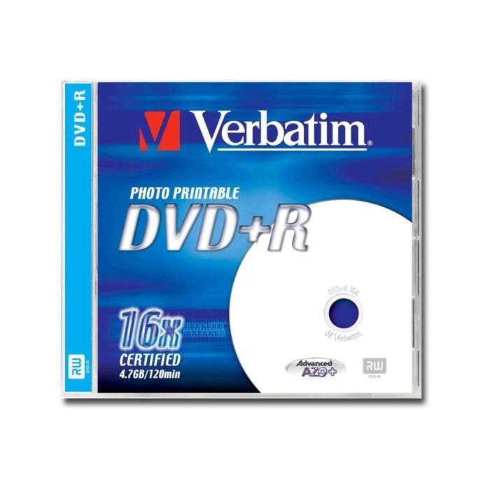 DVD+R Verbatim 4.7 Go 16x surface imprimable avec photo