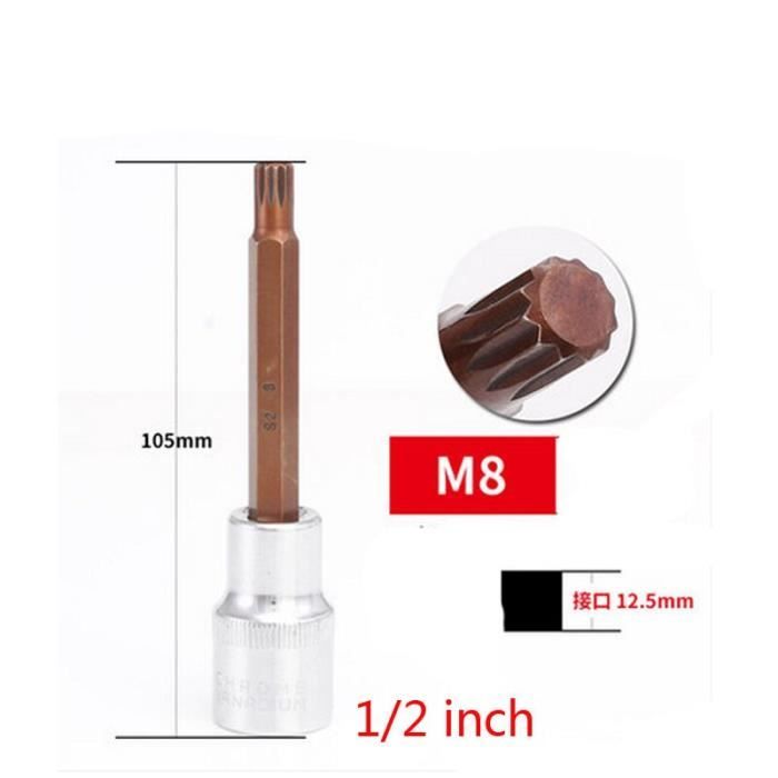 Douille Profonde 12 Points 17mm 1/2" - Acier Chrome-vanadium - Pour Réparation Auto Et Bricolage