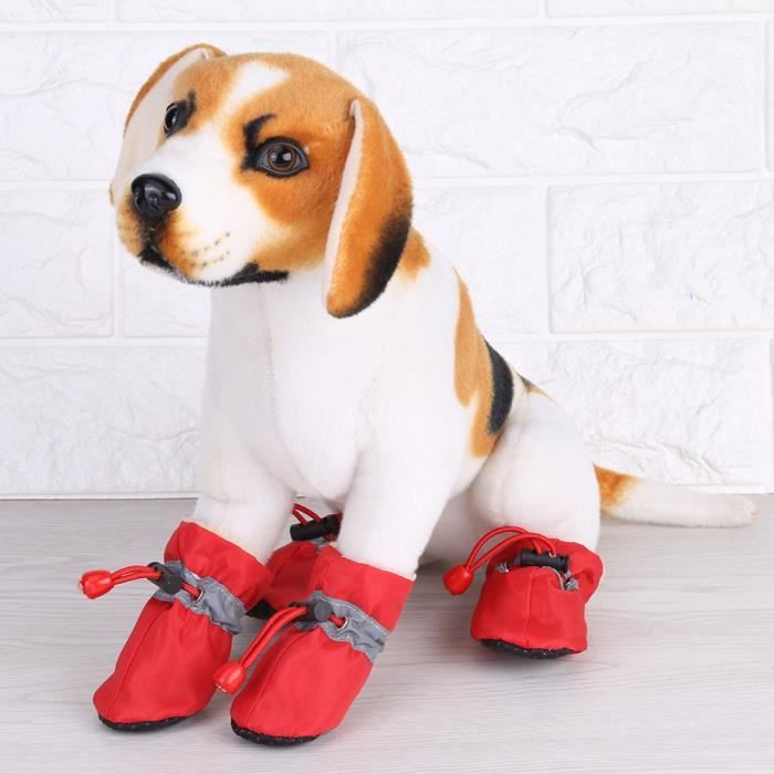 Comparer les prix de JAR Chaussures pour chien 4 pièces chaussures imperméables pour chien de compagnie bottes de protection 4.5x3.5cm En Stock JA516