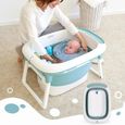 Baignoire pliable bébé pliante évolutive avec coussin de bain HOMPOT BLEU-1