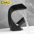 iDeko® Robinet de lavabo mitigeur salle de bain Mono cascade Nouveau collection en laiton Noir cartouche céramique-1