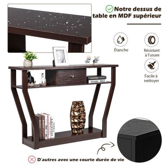 Tavolo Console GIANTEX Da Divano - 3 Ripiani Con Cassetto, Salvaspazio Per Soggiorno