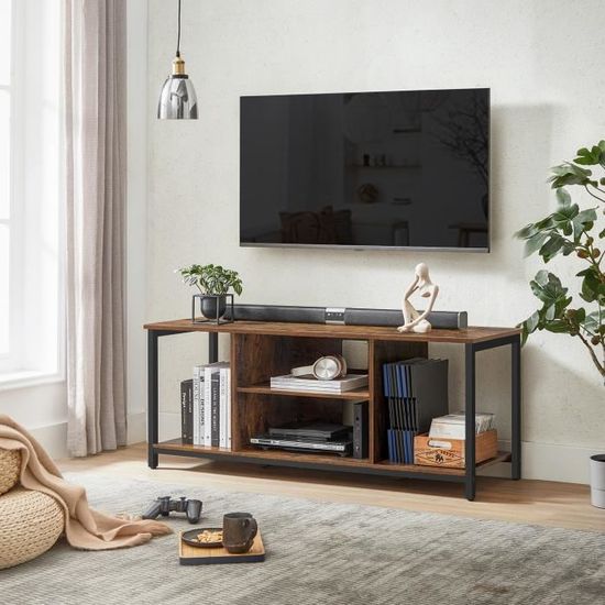 VASAGLE Meuble TV, Support TV pour télévision jusqu'à 70 Pouces, Table de Salon, avec étagères de Rangement, Cadre en Acier, pour Salon, Chambre, Grège et Noir LTV095B02 VASAGLE Meuble TV, Support TV pour télévision jusqu'à 70 Pouces, Table de Salon, avec étagères de Rangement, Cadre en Acier, pour Salon, Chambre, Grège et Noir LTV095B02