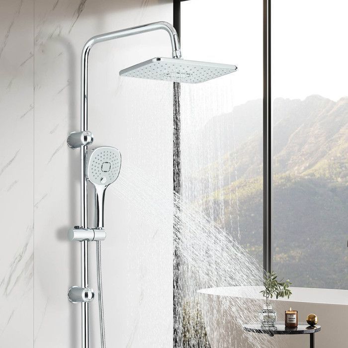 Colonne de douche en acier inoxydable chromé avec colonne de pluie