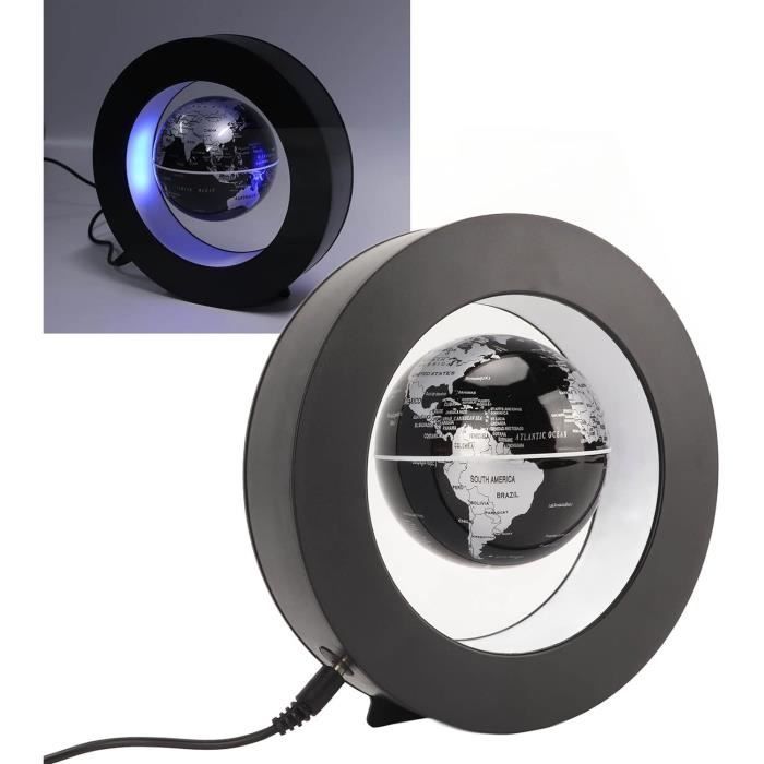 Globe Lévitation Magnétique Rotatif 10 Cm – Jouet Éducatif Enfant, Lampe LED Colorée, Décoration Bureau Ou Chambre – Cadeau Anniversaire, Géographie, Science