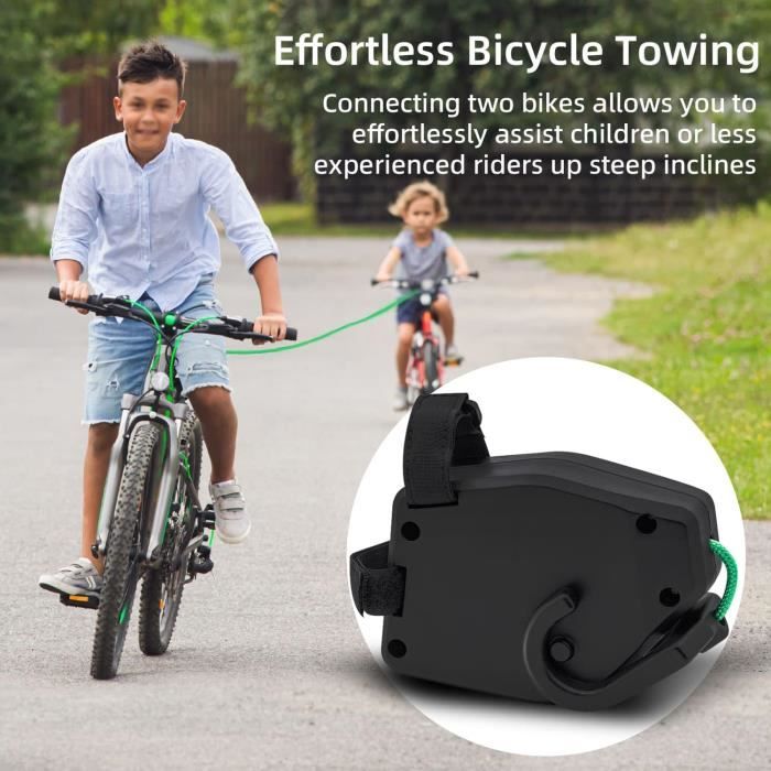 FoiiLiio Corde De Remorquage Vélo Rétractable 2,5 M – 550 Lbs – Fixation Velcro – Pour Enfant Et VTT – Accessoire Sécurité