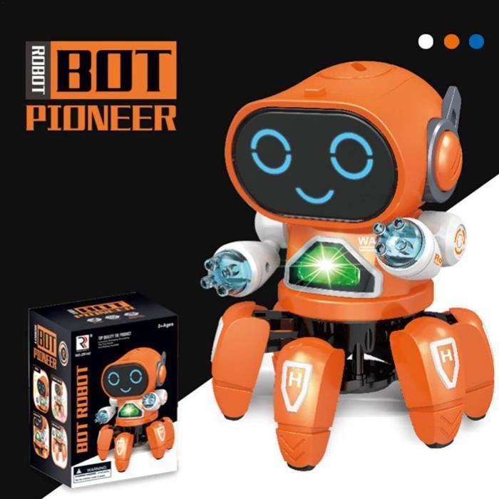 Jouet Robot de Danse Intelligent,avec lumières LED et Musique,Robot  électronique interactif Intelligent pour Enfants,orange