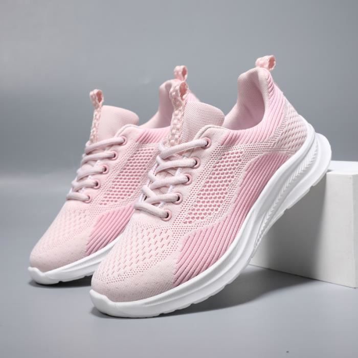 Basket Femme Chaussures Sport Feminine Respirante Chaussure Baskets Rose Cdiscount Chaussures