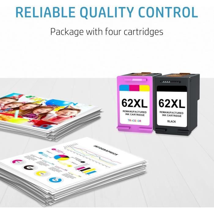 Inchiostro Ricarica Cartucce Stampante Hp Envy 5640 Hp 62 Nere E 62 Colore - Foto 12