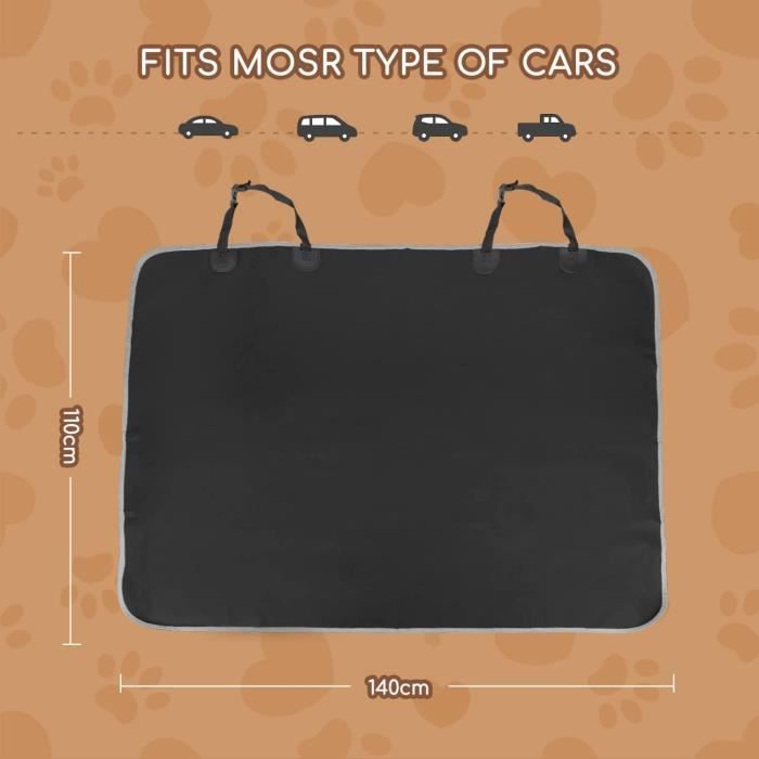 ZQ Housse De Siège De Voiture Pour Chiens, Protection De Siège Arrière Imperméable Qui Reste Bien En Place Pour Les Animaux De Compagnie, Convient Aux Voitures Et VUS Standard (Noir