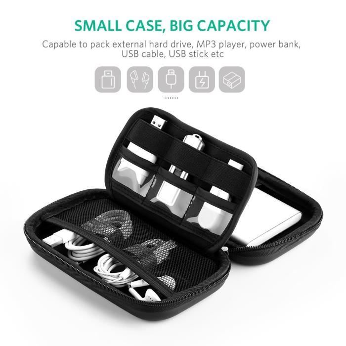 Lot De 2 Pochettes De Voyage Pour Disque Dur SSD, étui De Protection Noir Avec Mousse
