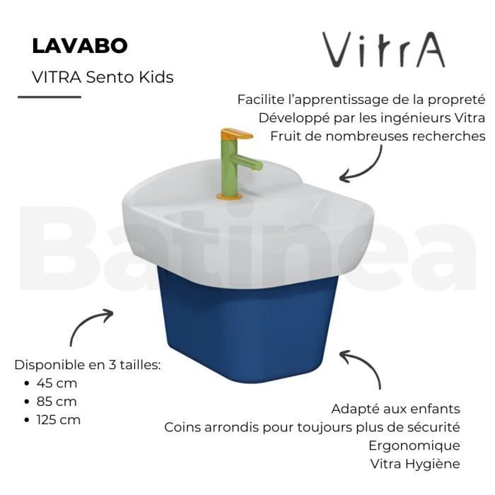 Lavabo pour enfant VITRA Sento Kids 125 cm 3 hauteurs sans trop-plein -  Cdiscount Bricolage