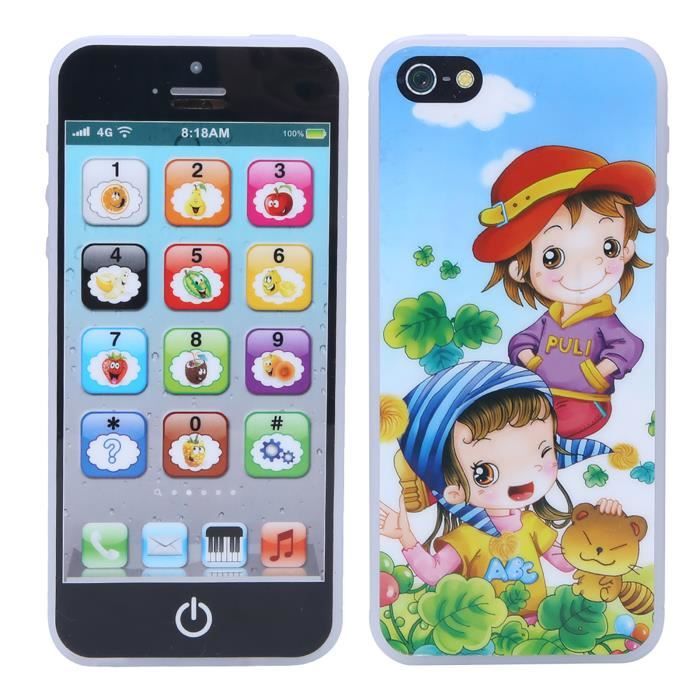 TEKXDD Téléphone Portable Enfant – Smartphone Jouet Avec Jeux éducatifs, Appareil Photo, Anti-choc – Cadeau 4-10 Ans – Noël Idéal