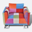Fauteuil Chaise- Scandinave salon contemporain cube avec design de patchwork Chrome Tissu-2