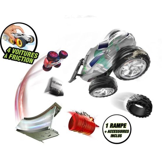 Exost Smash Pack – 4 Mini Voitures à Friction 8 Cm + 2 Boosters + Accessoires – Dès 5 Ans