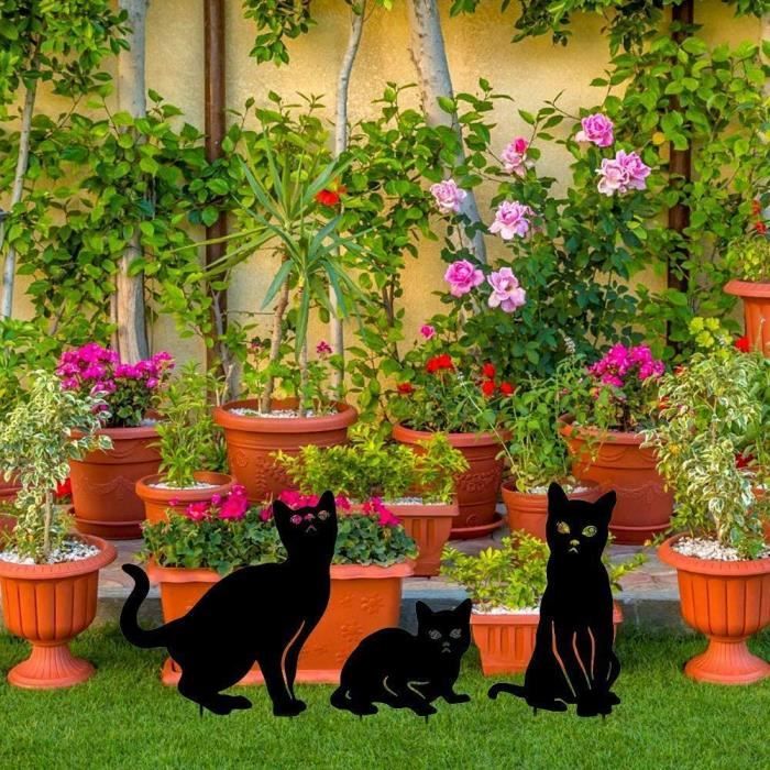 Décoration de jardin - En métal - Motif chat - Grille - Décoration de  jardin - Silhouette de chat - Décoration de jardin - Pour jardin, cour,  pelouse