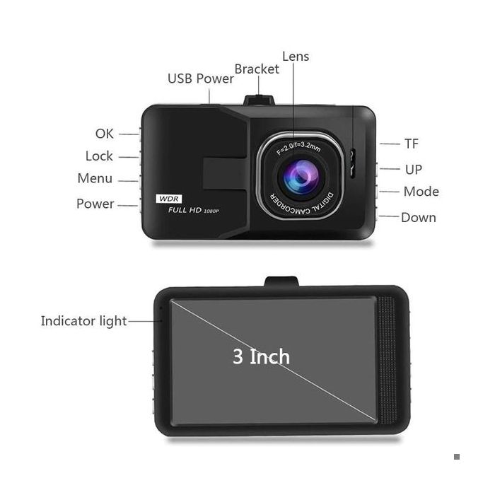 Caméra de voiture 4K Dashcam Écran tactile,Trois Caméra,Surveillance du