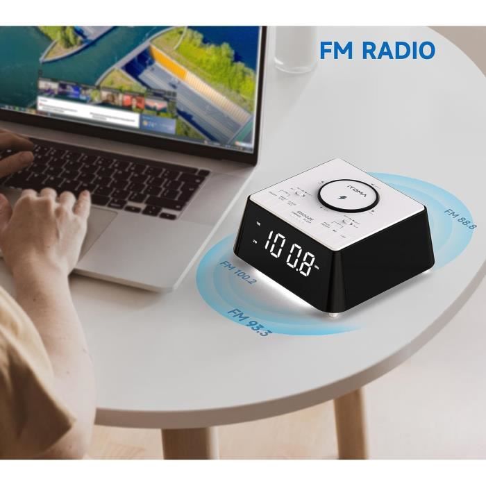 Radio-réveil MUSE M-10 Rouge - 20 stations FM - Double alarme - LED blanc  0,6 pouces - Cdiscount TV Son Photo