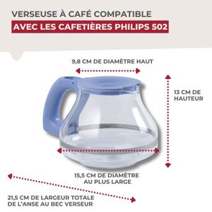 Verseuse Remplacement Pour Cafetière PHILIPS - Avec Couvercle, Modèles 996510073714 Et 996510064772