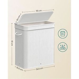 Ondis24 Panier à Linge En Plastique Incassable 25 Litres - Blanc, Design Ergonomique Avec Poignées De Sécurité