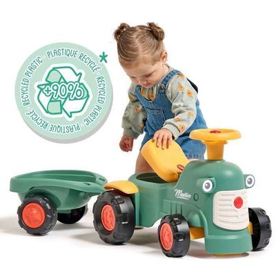 Porteur tracteur Maurice 1er age avec remorque Vert FALK Des 12 mois Fabrique en France Contient 90 plastique recycle Cdiscount Jeux Jouets
