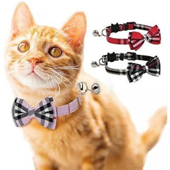 Collier Pour Chat Breakaway Avec Noeud Papillon Et Clochette Pour Chatons Et Chatons Reglable De 7 8 A 10 5 Pouces Marron Noir Cdiscount