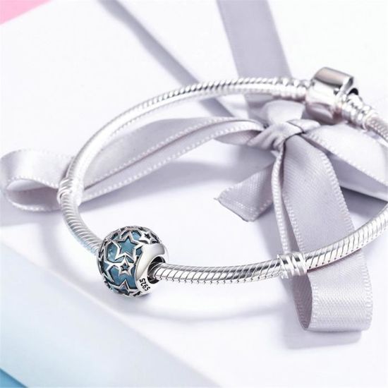 Charmes étoiles Argent 925 Ciel étoilé Bleu Charms Compatible Pandora Bracelet 411
