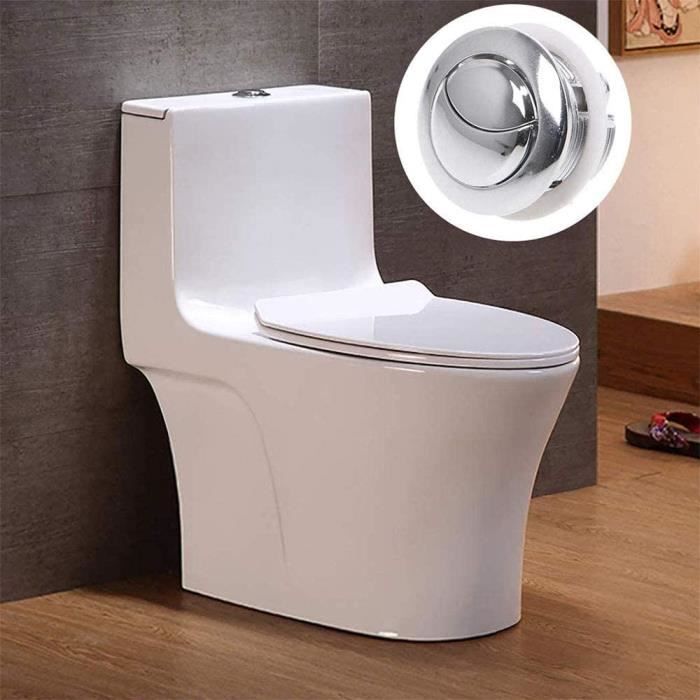 2x Boutons De Chasse D'Eau Double Universels 40mm - Bouton Poussoir WC Chromé Pour Réservoir Toilette