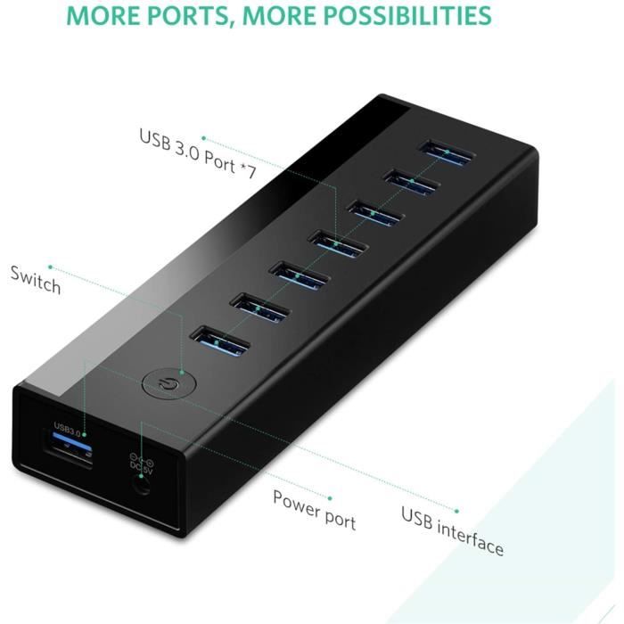 UGREEN Data Hub USB 3.0 7 Ports Dock USB Multiport SuperSpeed 5Gbps  Compatible avec PS4 Pro PS3 Xbox One MacBook Mac Pro Clé U[57] - Cdiscount  Informatique