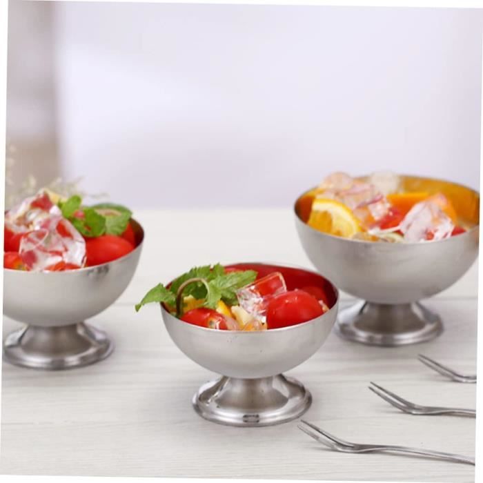 4 Pièces Saladier En Inox Gobelets À Dessert Réutilisables Tasse À Crème En Métal Pour Pudding