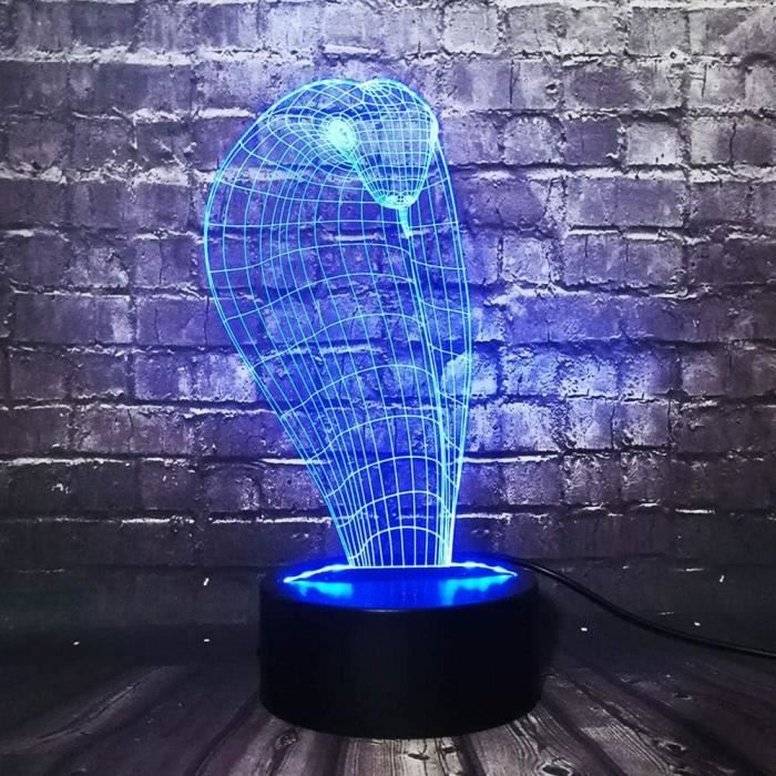 YRTMHU Lampe de Chevet serpent animal 3D pour Adulte Enfant Chambre Décor,  Veilleuse Led, Lampe Illusion, Lampe de Nuit pour Chambre Salon Café, Lampe