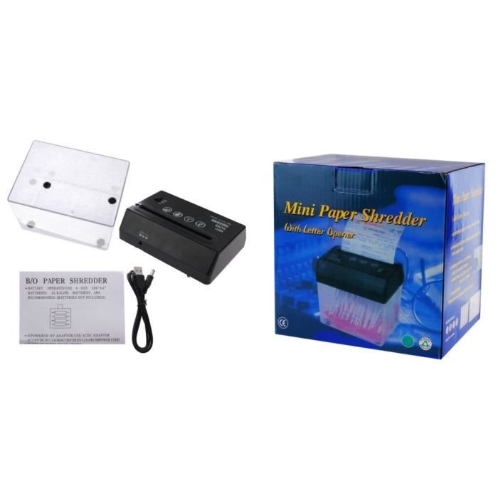 Déchiqueteuse de papier électrique portable Déchiqueteuse USB à piles  Documents Outil de découpe de papier Bureau