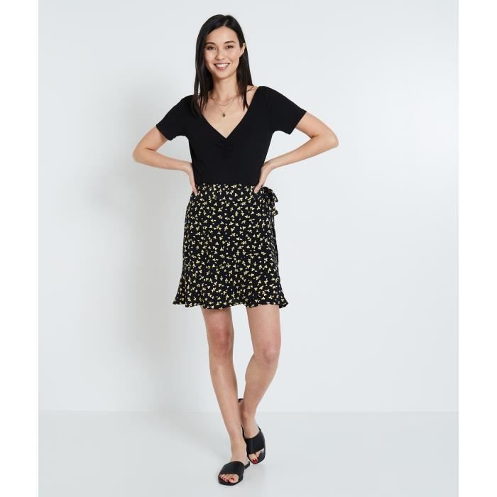Jupe courte portefeuille femme GRAIN DE MALICE Bas volante Ceinture a nouer Cdiscount Pret a Porter