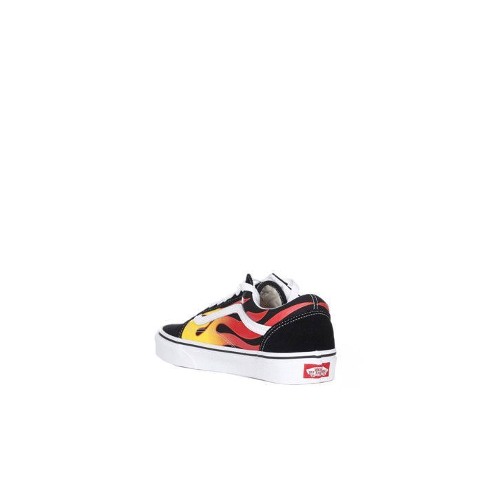Basket Vans FLAME OLD SKOOL Noir Rouge Jaune Blanc Tige en cuir suede et textile