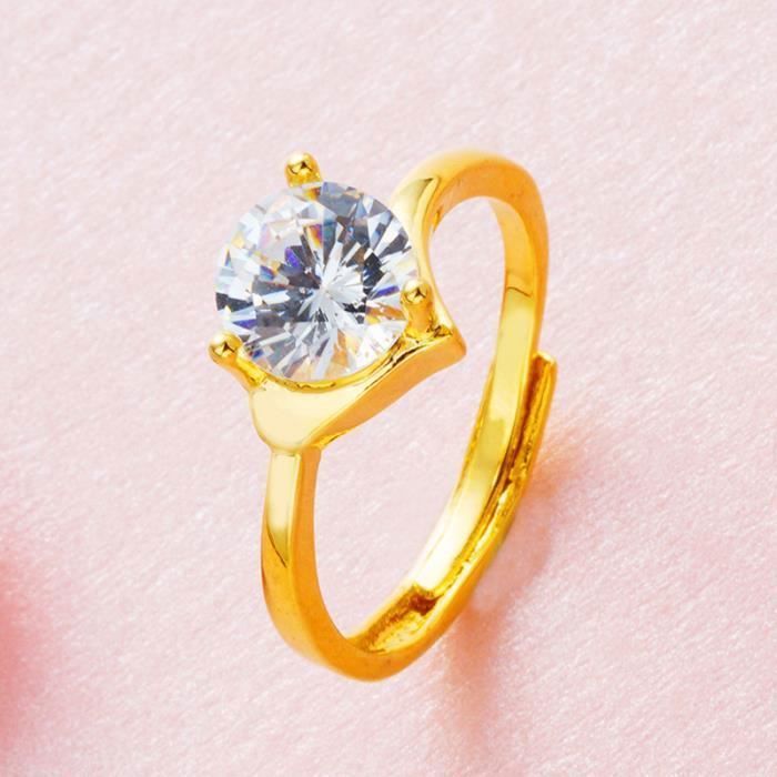 Bague Ajustable En Cuivre Plaqué Or 18 Carats - Sertie Zircon - Neuf Avec étiquettes