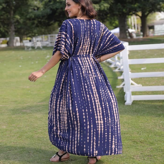 Robe De Plage Femme Caftan Grande Taille - Cover Up Bikini Bohème Maxi Longue - Polyester Léger - Taille M à 4XL