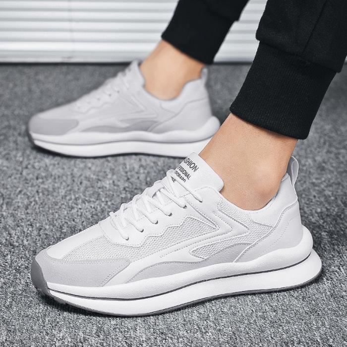Baskets pour hommes blanches semelle épaisse chaussures de sport