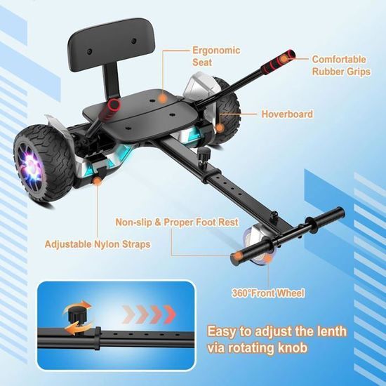 HITWAY 6.5 Hoverboards avec Hoverkart, Hoverboards Classiques avec Bluetooth Siège, Moteur Puissant, Indicateur LED HITWAY 6.5 Hoverboards avec Hoverkart, Hoverboards Classiques avec Bluetooth Siège, Moteur Puissant, Indicateur LED