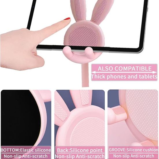 Accessoire Smartphone Support Téléphone Nediea Réglable - Rotation 360° - Compatible 4-7 Pouces - Rose Support Téléphone Réglable 360° Bureau