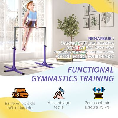 Barre De Gymnastique Pliable Pour Enfants Hauki - Réglable En Hauteur 95,5-150 Cm, Structure Acier, Stable