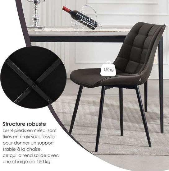 WOLTU 6X Chaise De Salle à Manger,siège Bien Rembourré En Velours