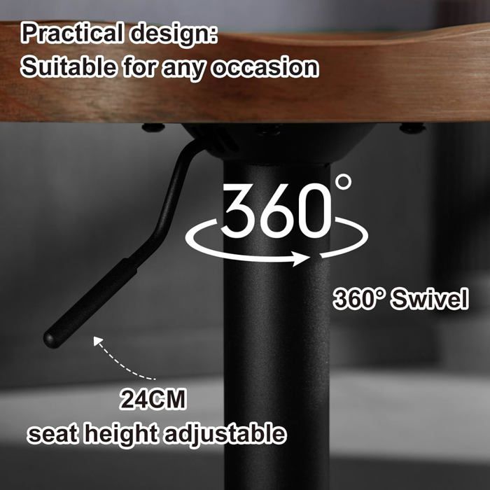 Tabouret Bar Pivotant - WOLTU - Assise en bois massif - Cadre Métal - Réglable en Hauteur Tabouret Bar Pivotant - WOLTU - Assise en bois massif - Cadre Métal - Réglable en Hauteur