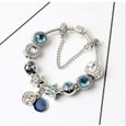 18CM Bleu Charms Bracelet Pandora Style bijoux Femme CZ Trèfle Charms Femme-0
