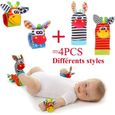 Jouet Bébé 3-12 Mois - 4 Pièces Poignets Et Chaussettes Sonores, Motifs Insectes, Stimulation Sensorielle