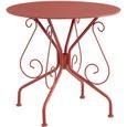 Table de jardin en métal façon fer forgé GUERMANTES - Terracotta-0