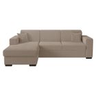 Canapé d'angle gauche 4 places FUJI XL convertible avec coffre en tissu bouclette - Taupe - L262 x P157 x H83cm - LOUNGITUDE