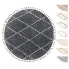 Tapis Shaggy Salon Ronde Ø155 cm Anthracite Dessin Diamant - TESSO LIVING - Synthétique - Gris - Intérieur