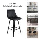 Willonin® 2 x Tabouret de bar pour Salle à Manger, Chaise haute avec repose-pieds, Siège en Velours Noir, Style bistro