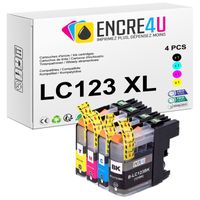 LC123XL ENCRE4U - Cartouche d'encre compatible x 4 - Equivalent BROTHER 123 LC121 LC123 LC125 XL ( Noir + Cyan + Magenta + Jaune )